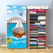 CMerchants Collapsible Wardrobe 6 Shelves Storage Clothes Storage Rack Quick Wardrobe/Cabinet/Multipurpose Storage Rack, Foldable, Collapsible Fabric Organizer for Home Office (Light Brown, 6 Tier)