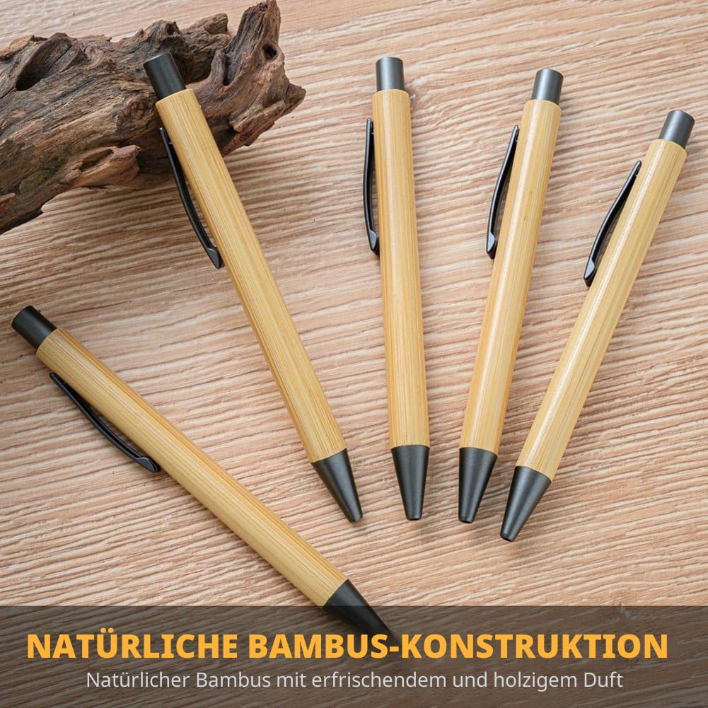 100 Stück Bambus-Stifte, Großpackung, Bambusstifte, Gravur, Kugelschreiber, Geschenkstift, Großpackung, Hohe Qualität