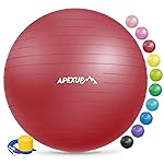 APEXUP Yoga Ball Exercise Ball, Anti Slip Stability Ball Chair, Heavy Duty Large Gym Ball for Fitness, Balance, Core Workout and Physical Therapy (M (19~22) 55cm, Red)