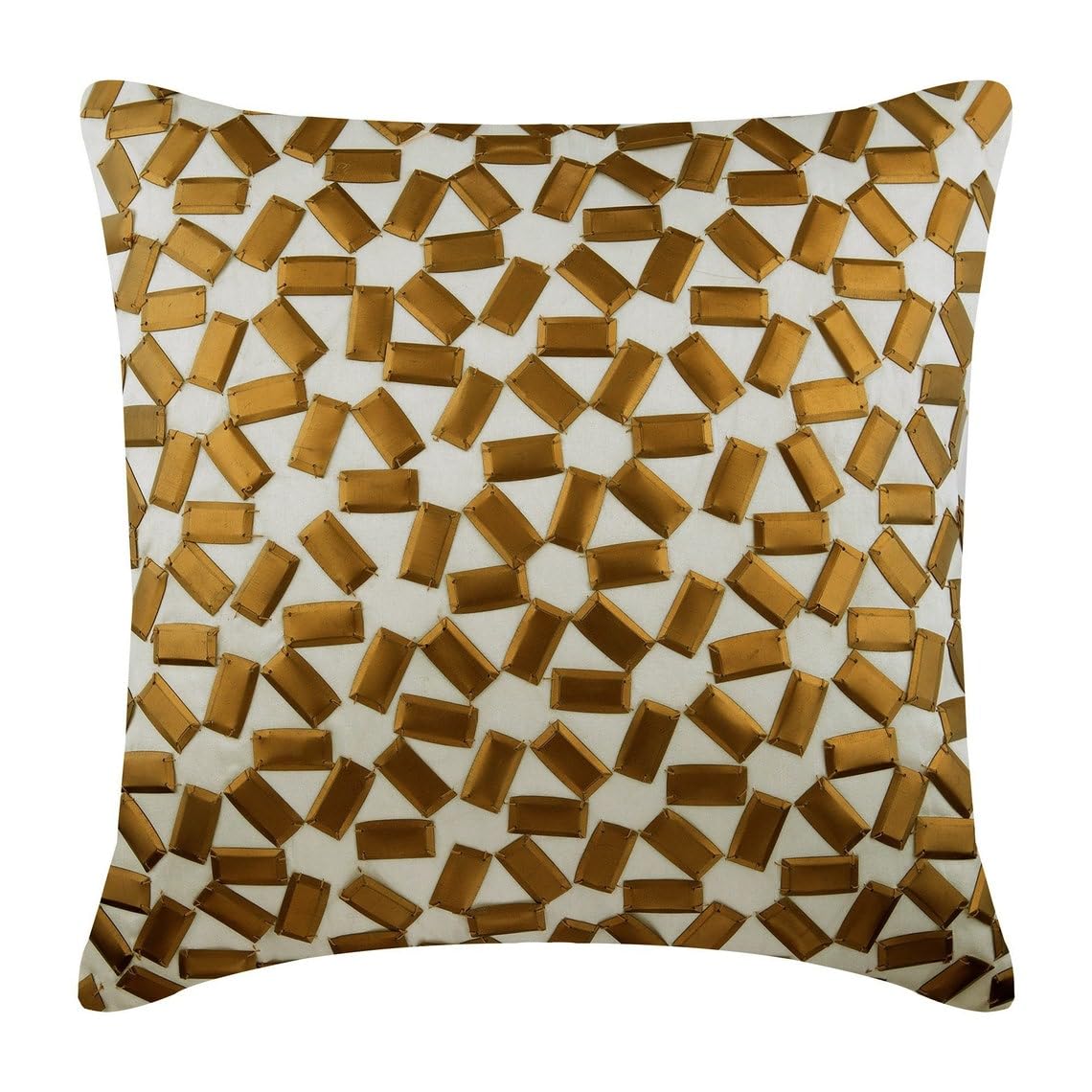 The HomeCentric Copper Gold Cushion Covers, Pack of 2, 55x55 cm (22x22 inch) Silk Cushioncase, Square 3D Metallic Sequins Embroidery Lattice Trellis Cushions Cover Modern Pillow Cover - True Copper — image 1