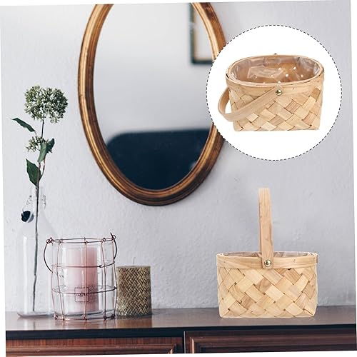 Miniatura 9 de Contenedor de almacenamiento de ratán, cesta hecha a mano de pastos marinos, cesta de almacenamiento tejida de madera, cesta de almacenamiento para