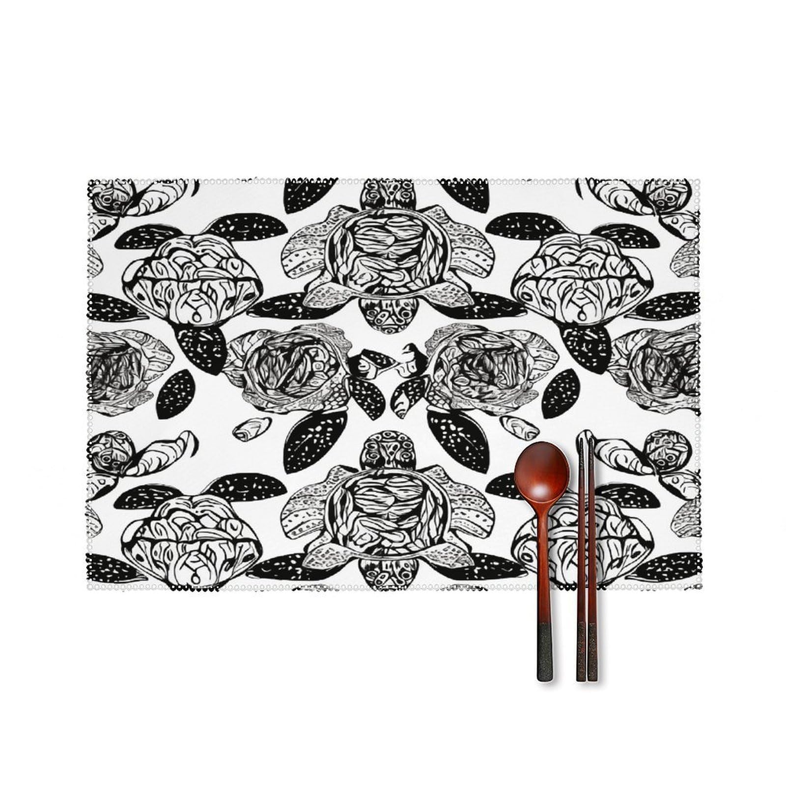 Animals Sea Turtles Placemats Set of 6 Heat Resistant Non-Slip Table Mats Washable Indoor Outdoor Place Mats Rustic Vintage Seasonal Placemat for Kitchen Dining Outdoor Party Table Decor