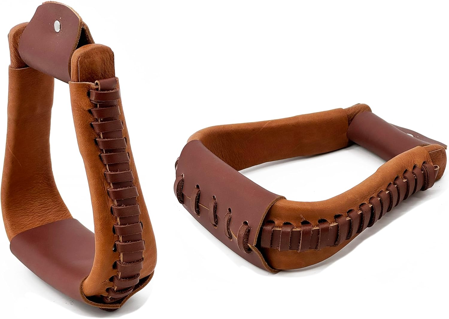 Jeereal Western Horse Saddle Leather Covered Aluminum Roper Stirrups 5"