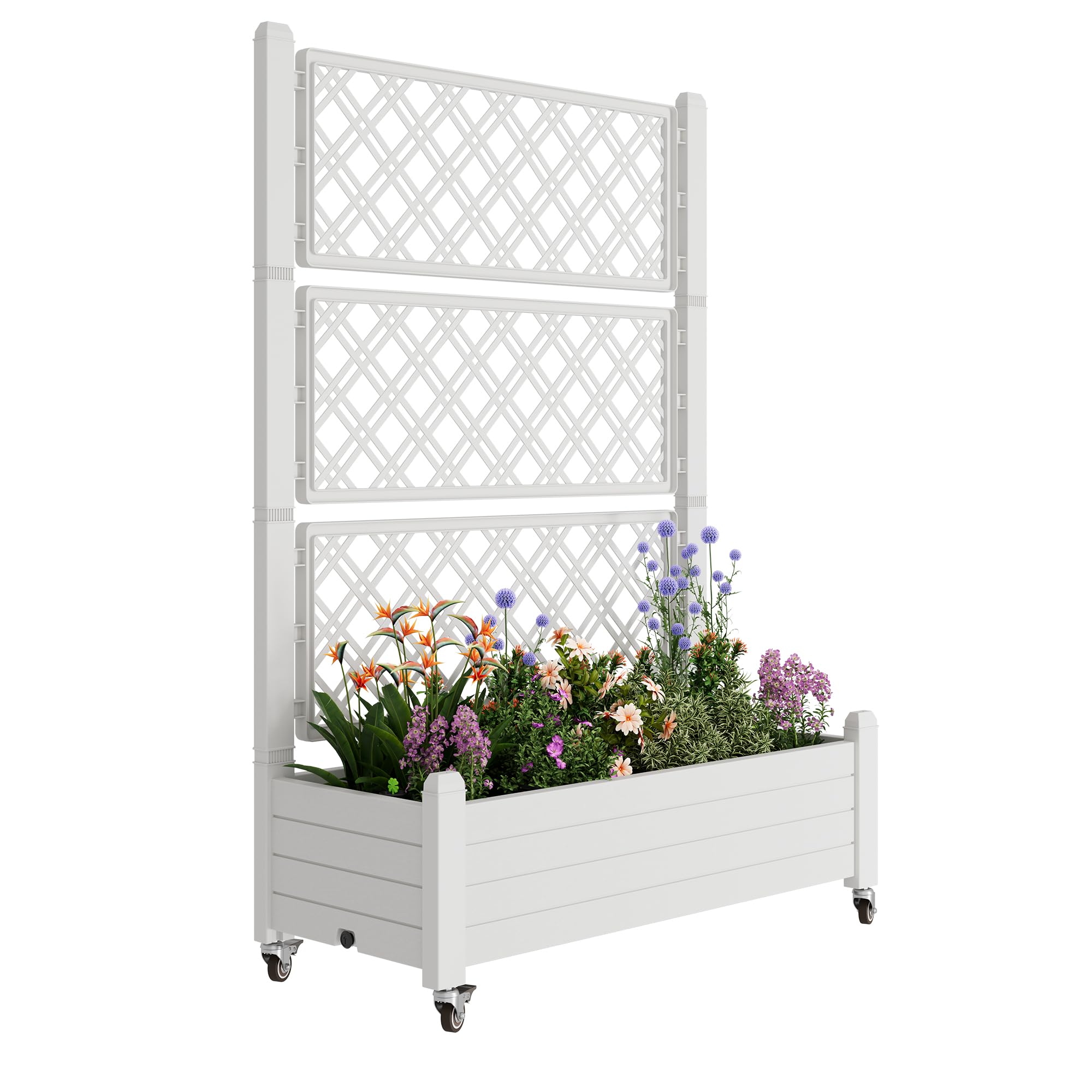 13% Off Resin Raised Garden Bed with Trellis & Wheels