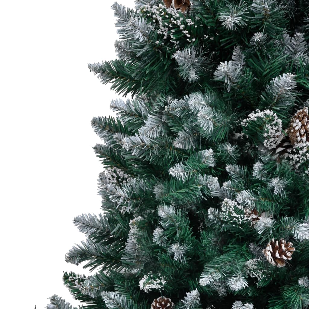 Árbol de Navidad artificial de 210 cm con piñas de nieve, verde y blanco, PVC y acero con 1290 puntas, decoración navideña moderna para salón, oficina, pasillo