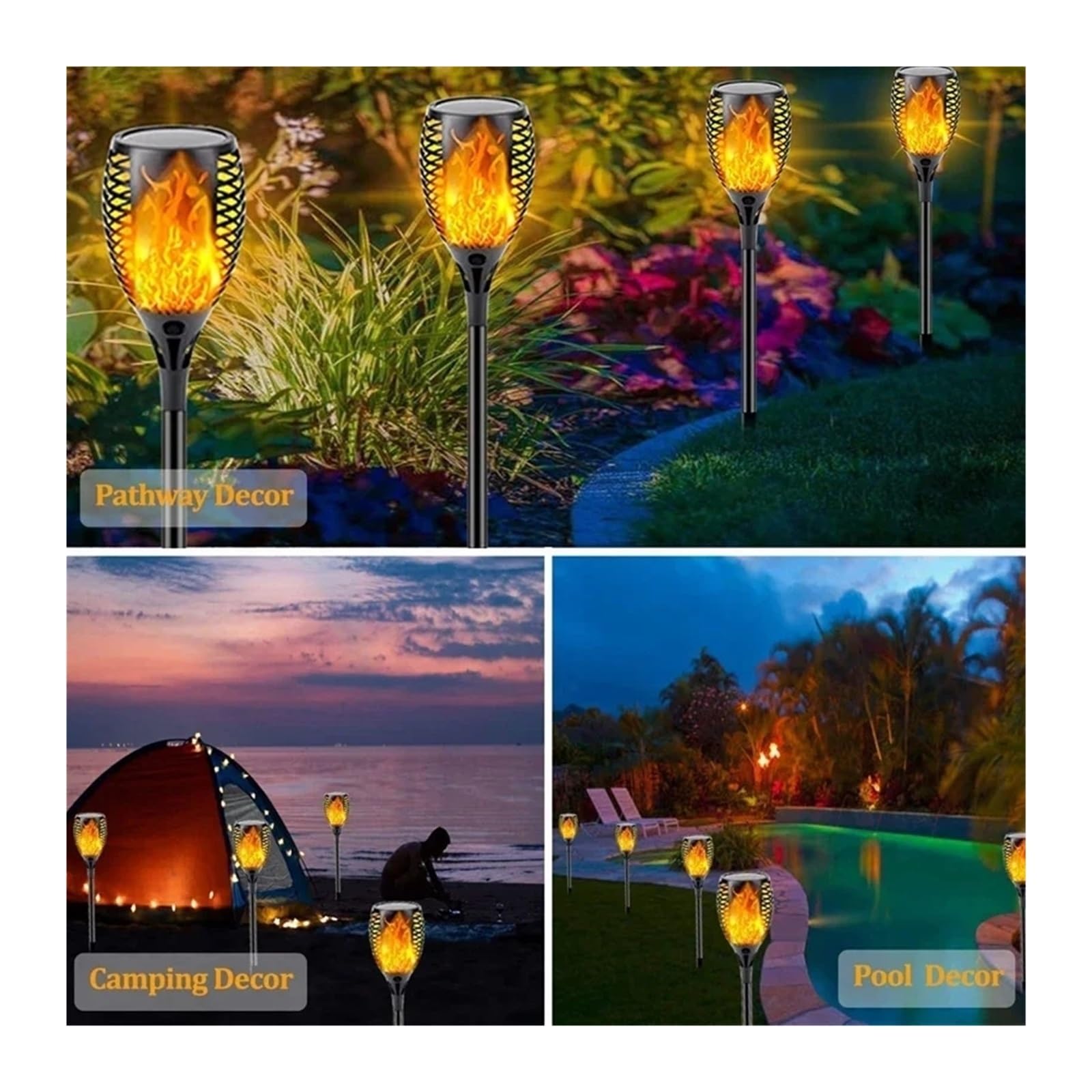 PengWei 1pc Solar Lawn Light Outdoor LED Garden Stake Lamp IP65 ABS+PS Auto On/Off for Pathway(96LED-4PCS)