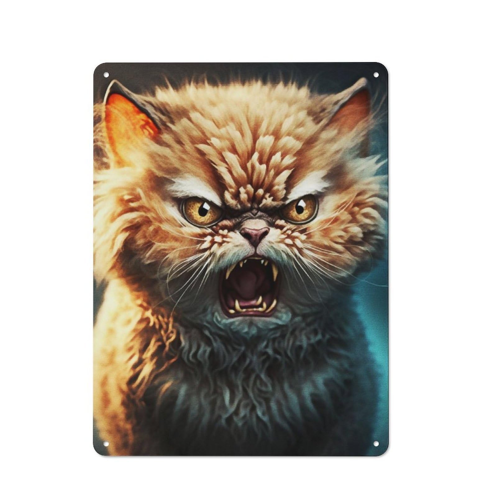 Junmoney Angry Cat Tin Wall Plaque 40X30cm With For Dining Room Or Kitchen, For Vintage Wall Decor Fans, For Themed Room Decoration
