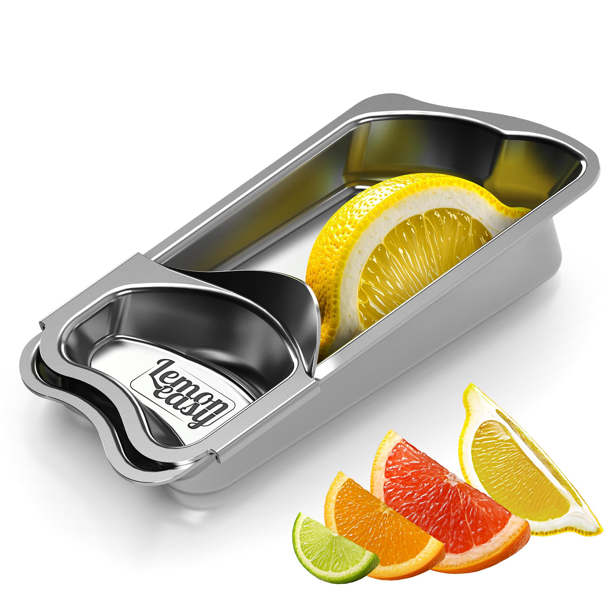 PLUS - Spremiagrumi in acciaio inox, prodotto in Germania, spingere invece di spremere per la massima resa di succo - lavabile in lavastoviglie, igienico ed ergonomico