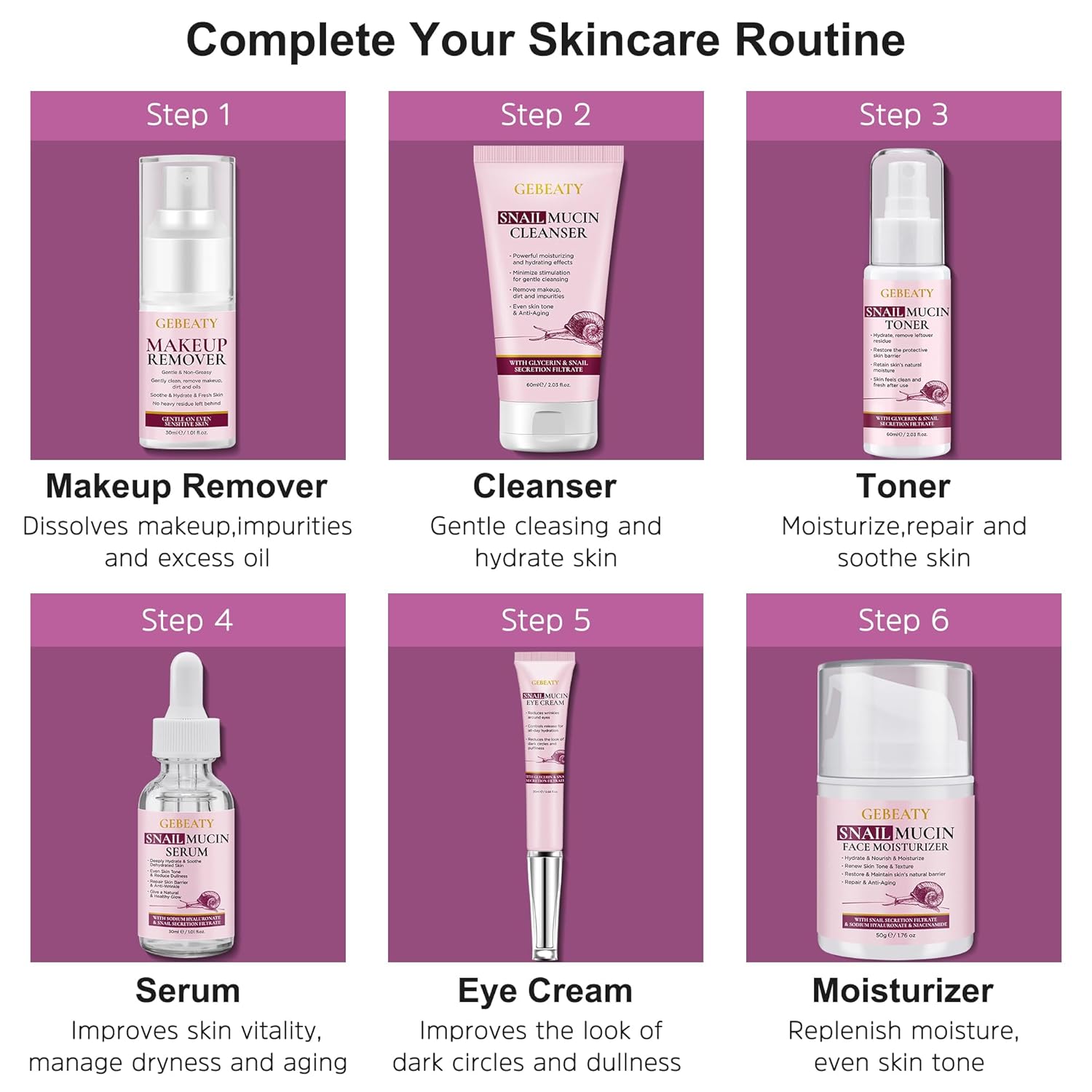 Skincare Gifts Set for Women,Skin Care Set Kit,Hydrating Moisturing Repairing Soothing Snail Mucin Facial Skin Care Routine Kit for Dull Skin & Dry Skin,Travel Skin Care Gift Set Women Teens Mom Wife - Image 5