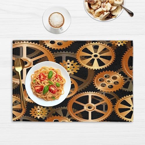 Miniatura 6 de Interesting Machine Decor Placemats Set of 4 Table Mats Washable Placemat Waterproof Place Mats for Party Home Dining Table Decor 18x12 in