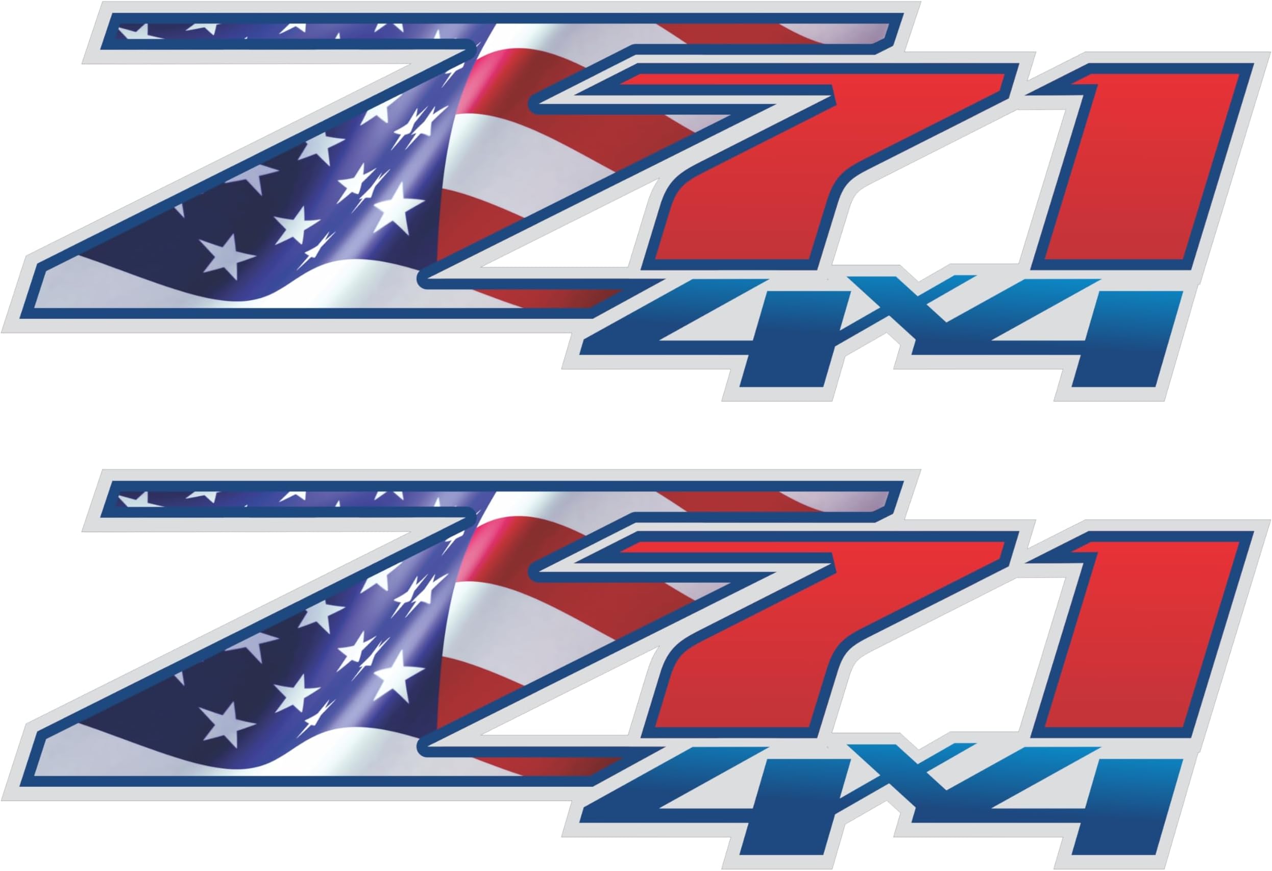 GOLD HOOK Z71 4x4 Decals Compatible with Chevy Silverado (2007-2013) - American Flag Replacement Stickers - Off Road Truck Bed Graphics with Air-Release Tech - Set of 2 (Peel & Stick)