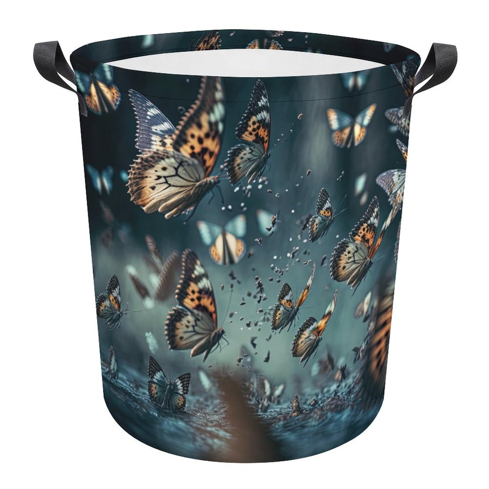 Cesta de lavadero moderno duradero con diseño de mariposas románticas 34X42CM