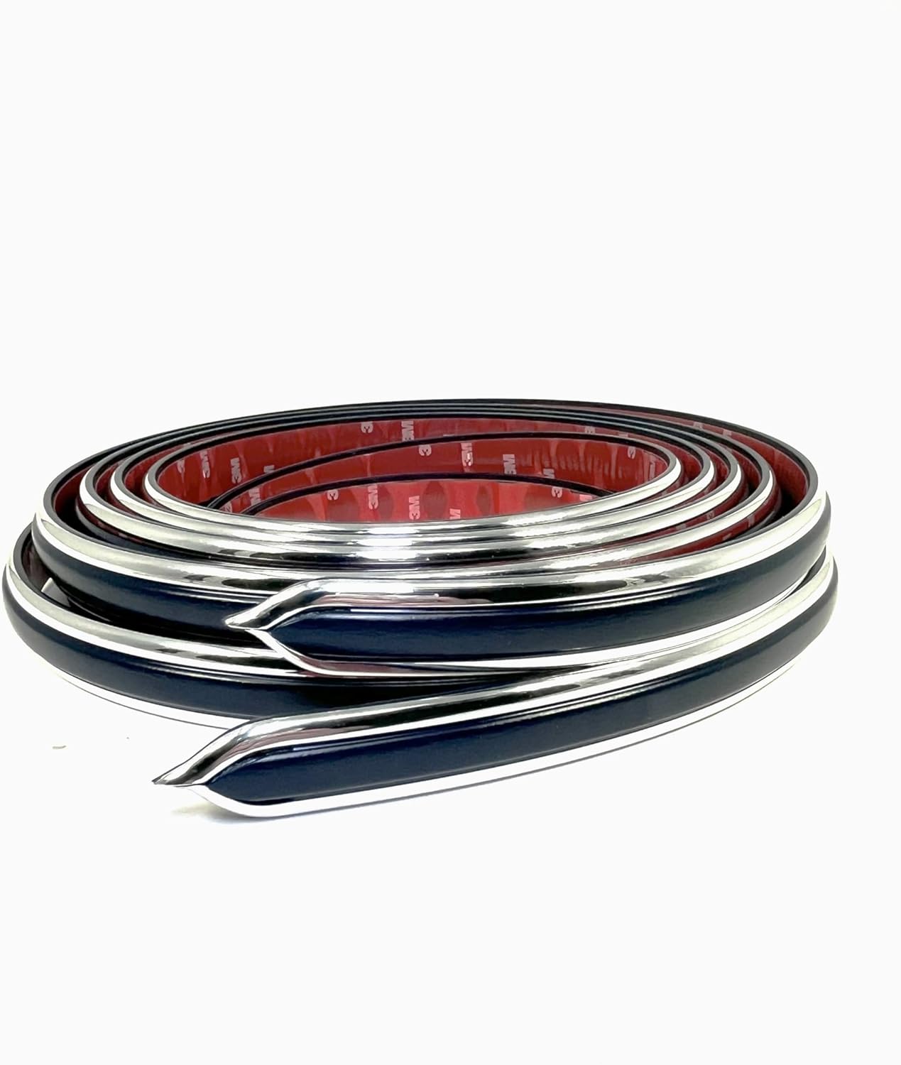 Vintage Style 7/8" x 26' White + Chrome Body Side Trim Molding - Formed Pointed Ends Cowles Mid-Line (2 Strips of 13' with Finished Ends) 25-780-02 (White + Chrome)