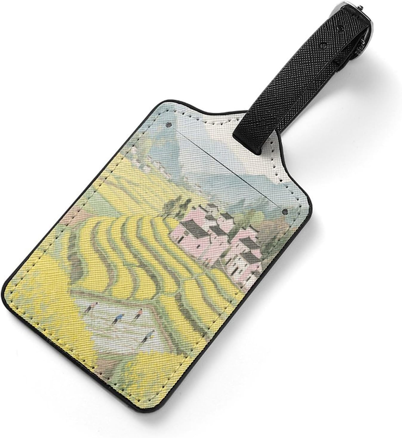 Rapeseed Terraces PU Leather Luggage Tag for Suitcases