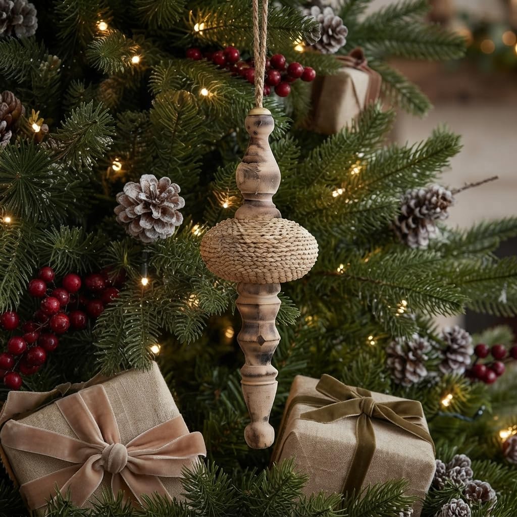 Regency International Woven Raffia Wood Finial, 12-Inch, Natural Brown