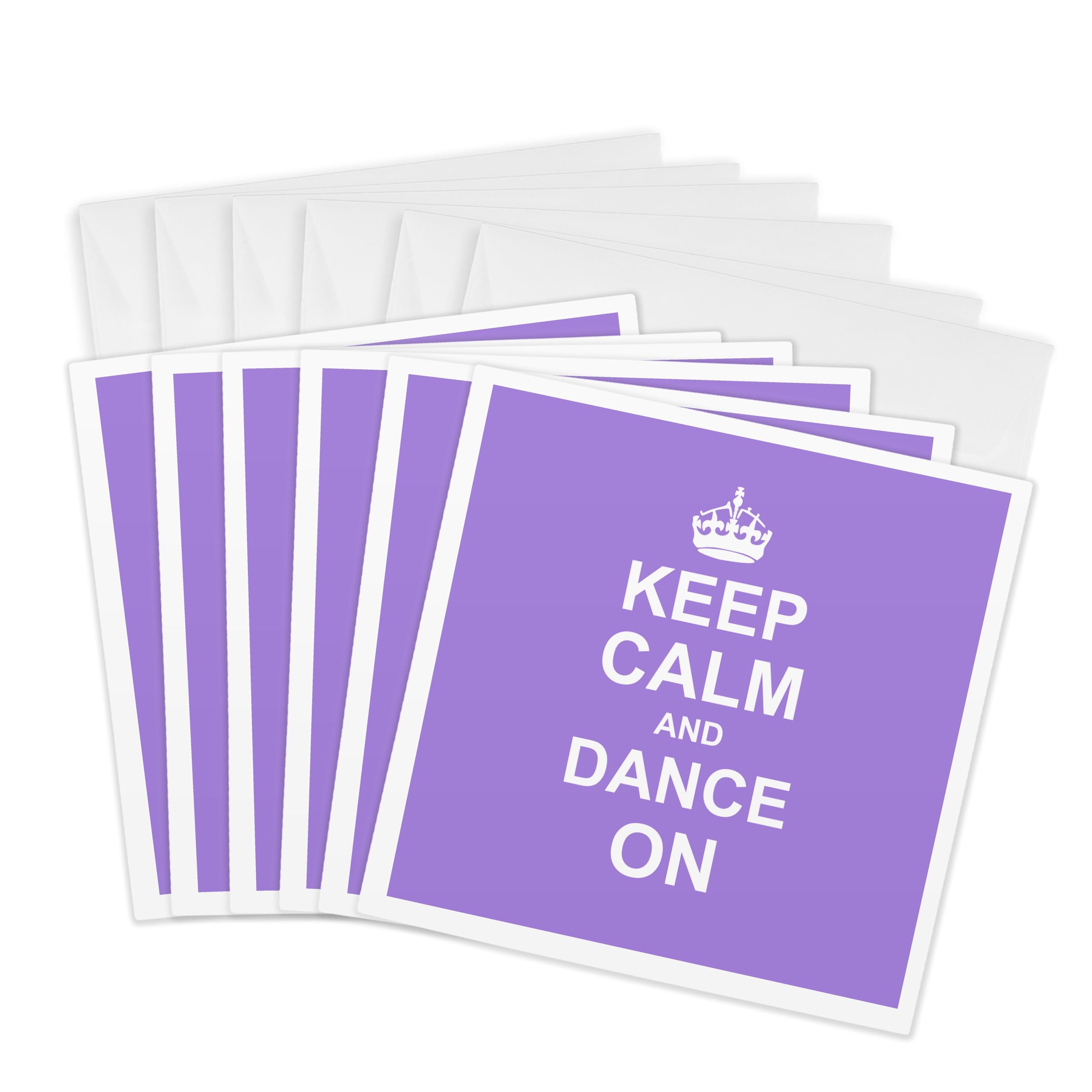 3dRose 8 x 8 x 0.25 Inches Keep Calm and Dance on Carry on Dancing Gifts for Dancers Lilac Purple Fun Funny Humor Humorous Greeting Cards, Set of 6 (gc_157706_1)