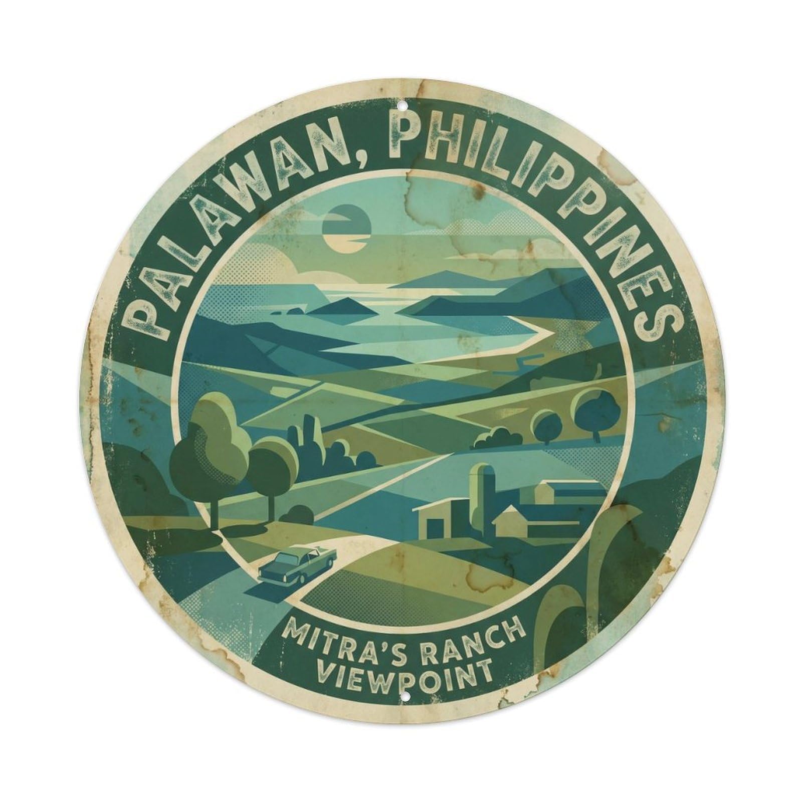 Palawan Ranch Viewpoint Philippines Travel Tropical Metal Tin Sign
