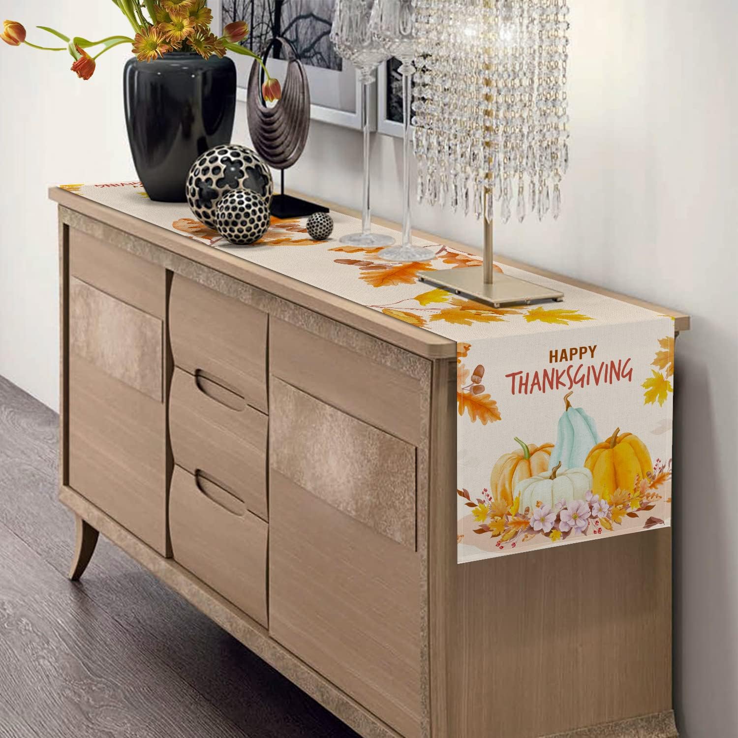 Siilues Thanksgiving Table Runner, Thanksgiving Runner for Table Thanksgiving Decorations Pink Thanksgiving Table Decorations for Indoor Outdoor Thanksgiving Party Dining Table Decor (13" x 90") : Home & Kitchen