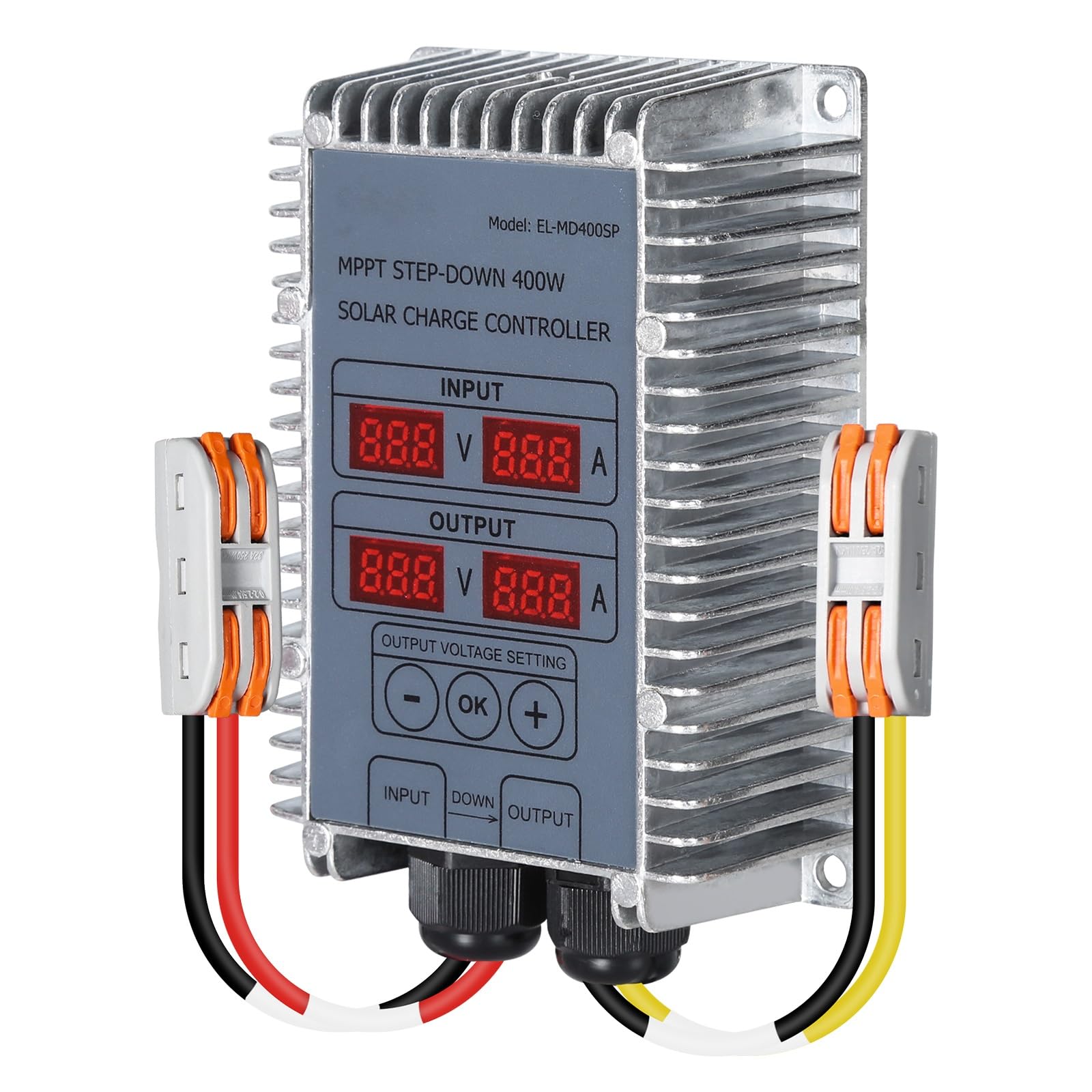 DEWIN Controlador de Carga Solar, Boost MPPT Regulador de Carga Solar 24-85V Voltaje Ajustable Step Up Cargador de Batería Solar 400W