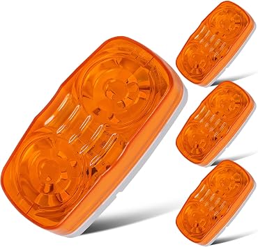4x Trailer RV Marker LED Light Double Bullseye 10 Diodes Amber Light