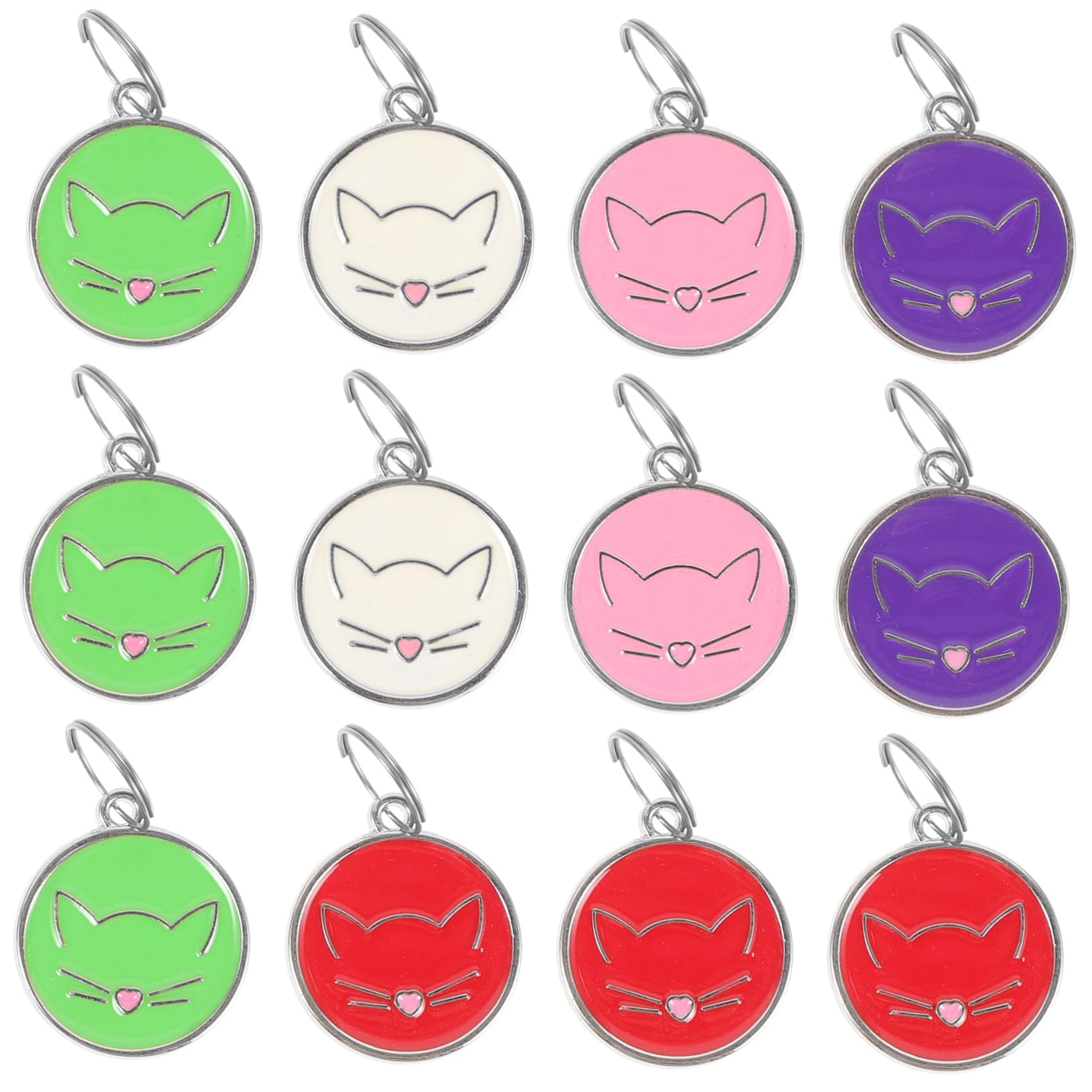 Sosoport 12pcs Pet Pendant Id Tags for Cats Stainless Steel Custom Engraved Cat Name Tags Convenient Random Color