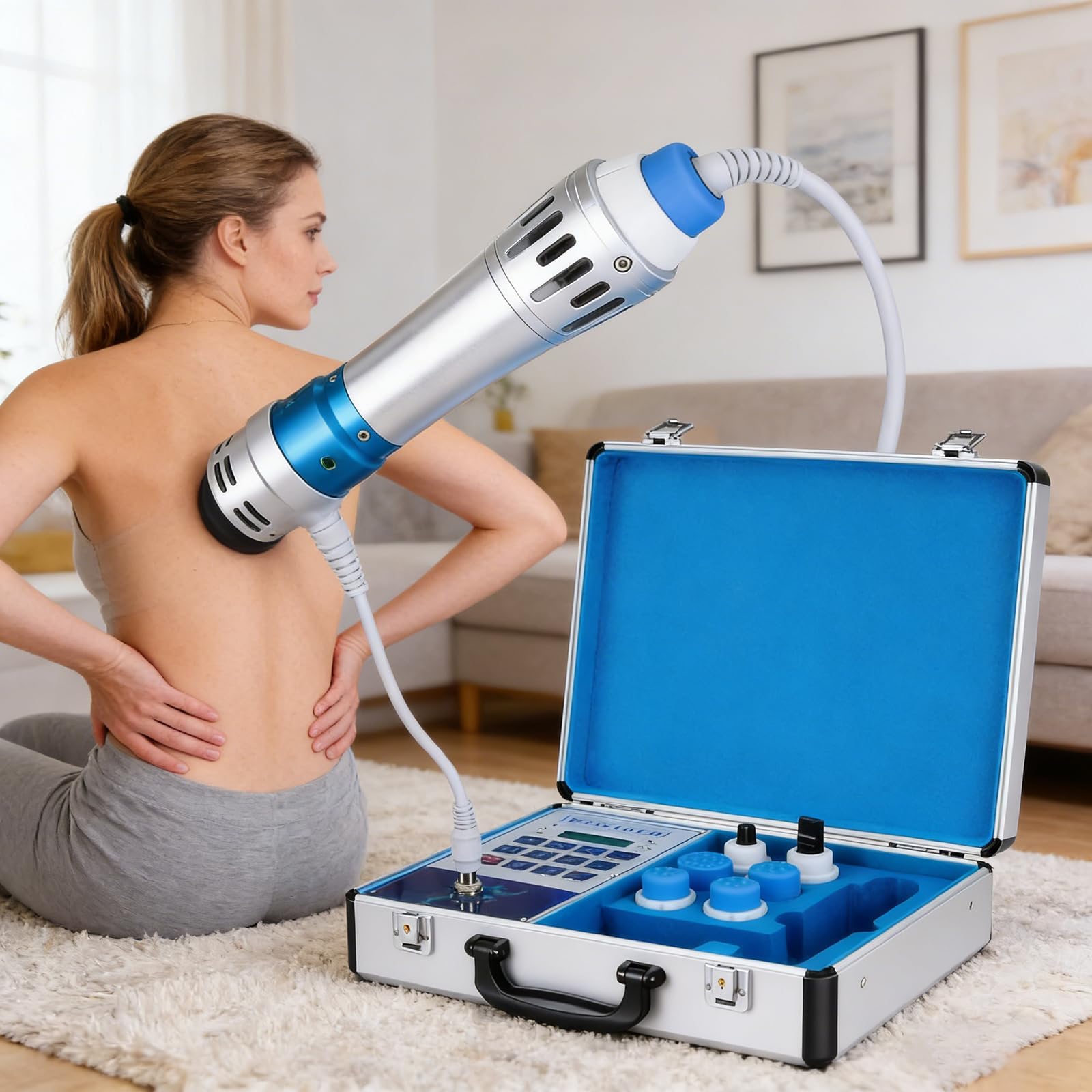 Appareil De Thérapie Par Ondes De Choc, Machine À Ondes De Choc Électromagnétiques Avec 7 Têtes De Massage, Régulation De L'énergie 50-105 MJ, Vitesses De Fréquence : 16