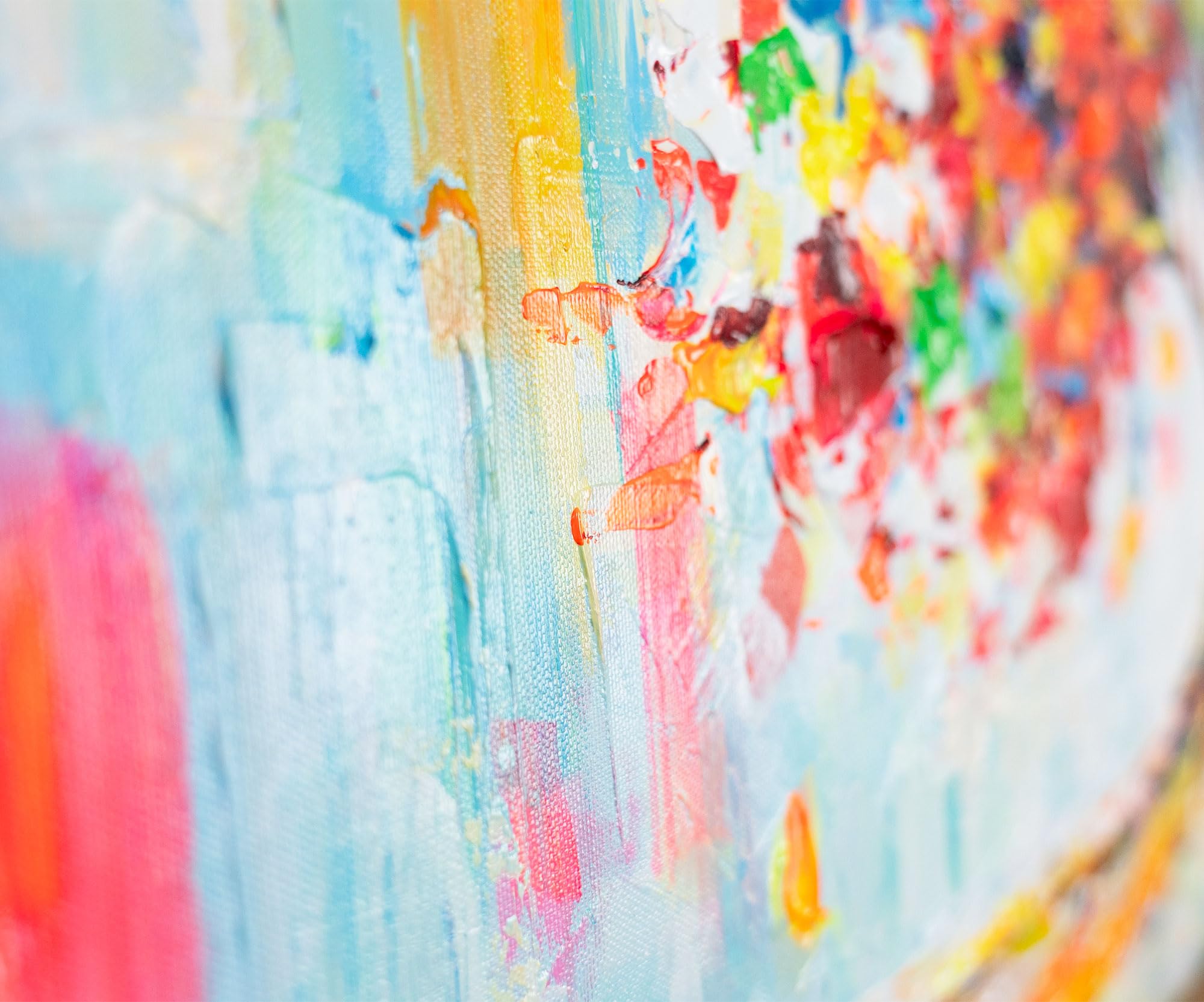 YS-Art Dipinto Originale Fatto a Mano | Albero Colorato Astratto su Tela