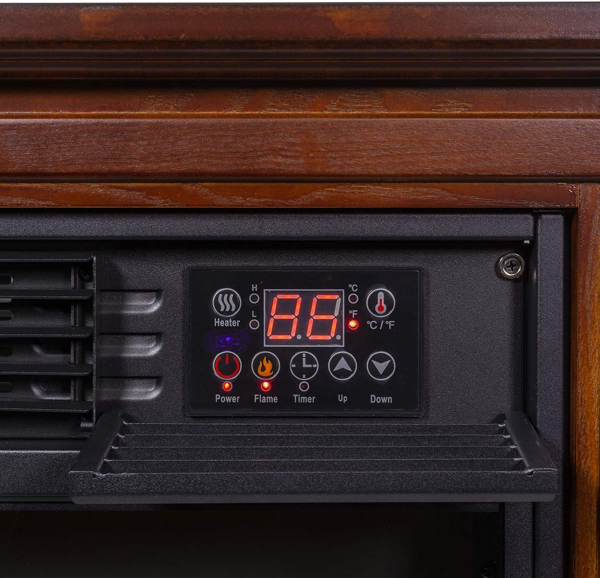 XtremepowerUS Electric Fireplace Heater Infrared Quartz w/Timer, Remote Controller Built-in Wheel, 1500W