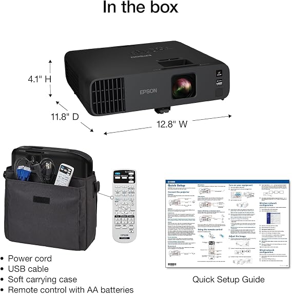 Epson Pro EX10000 3-Chip 3LCD Full HD 1080p, Wireless Laser Projector 4,500 Lumens Equal Color and White Brightness, Miracast, 2 HDMI Ports, Built-in 16W Speaker