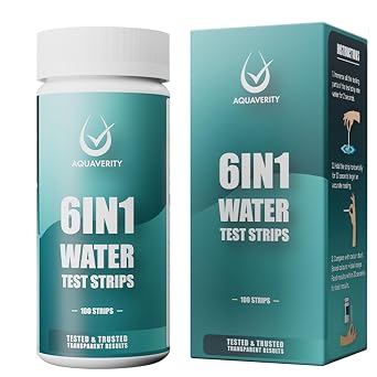 Aquarium Test Strips, 100 Fish Tank Test Strips for Marine and Tropical Aquarium Test Kit Carbonate, pH, Hardness, Free Chlorine, Nitrate, Nitrite, Accurate 6 in 1 Fish Tank Accessories