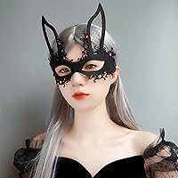 Vista 3 de 2 máscaras de mascarada para mujeres, baile de graduación, media cara, máscara de conejo sexy, máscara de ojos para Navidad, Halloween, fiesta