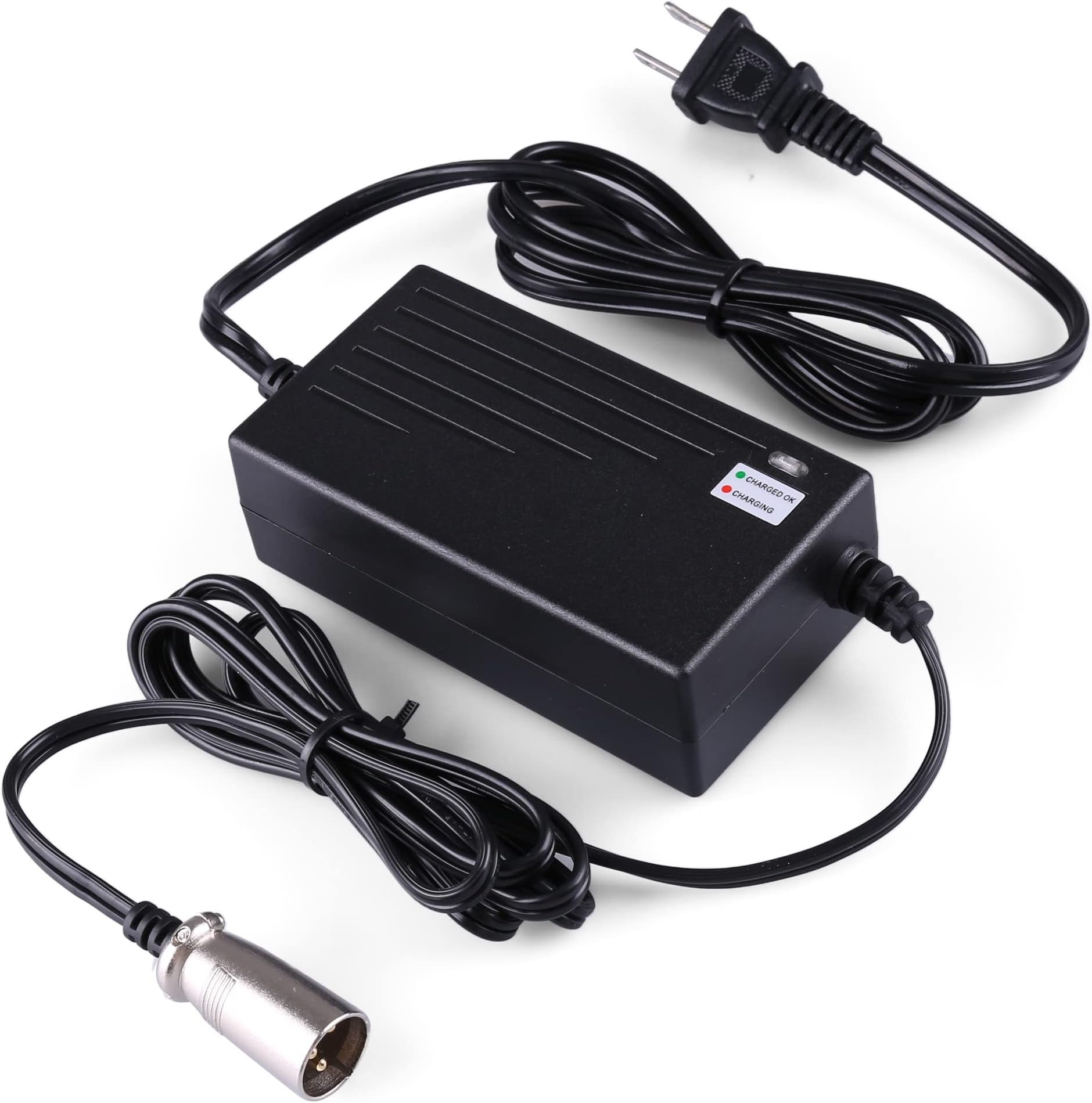 LotFancy 24V 2A Battery Charger for Electric Scooter, Wheelchairs, for Jazzy Power Chair, Pride Mobility, Shoprider, Drive Medical, Bladez, Elite Traveller, 3-pin XLR Connector