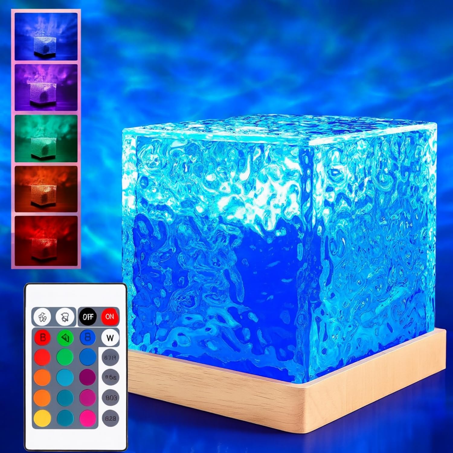 Toy Imagine Plastic Ocean Wave Night Light Projector Lamp with Aura Light 16 Color Changing LED Table Lamp with Starry Sky