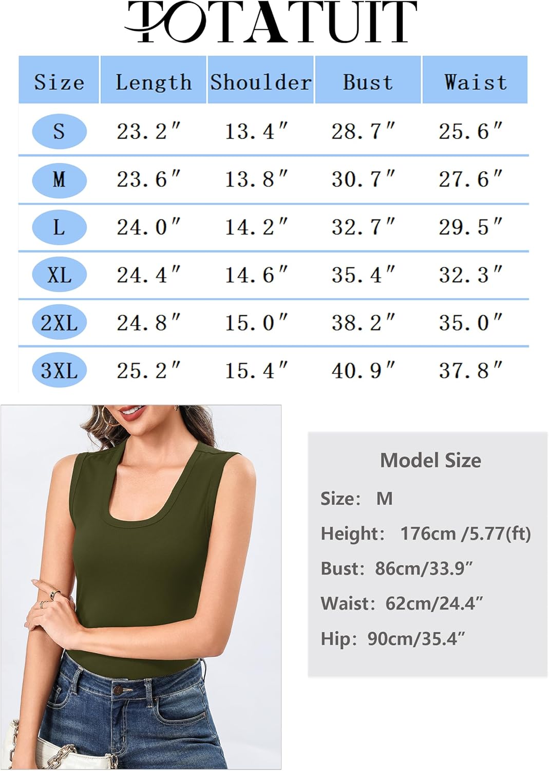 Totatuit Women Wide Straps Ribbed Tank Top Sleeveelss Basic Camisole Tops Scoop Neck Fitted Casual Summer Shirts - Image 7
