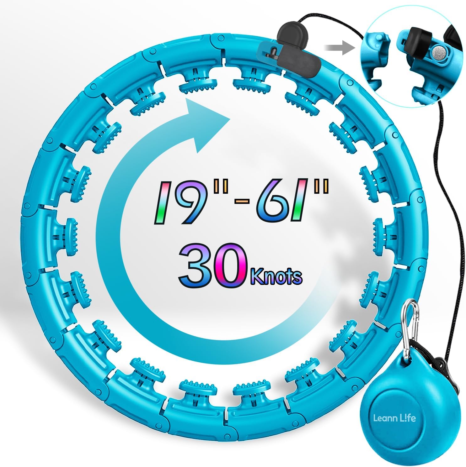 U1-28/30 Knots, Magnetic Lock Smart Weighted Hula Hoop for Adults Weight Loss, Infinity Hoop Plus Size, Children Adult Home Outdoors, Fitness Exercise, Abdominal Toner