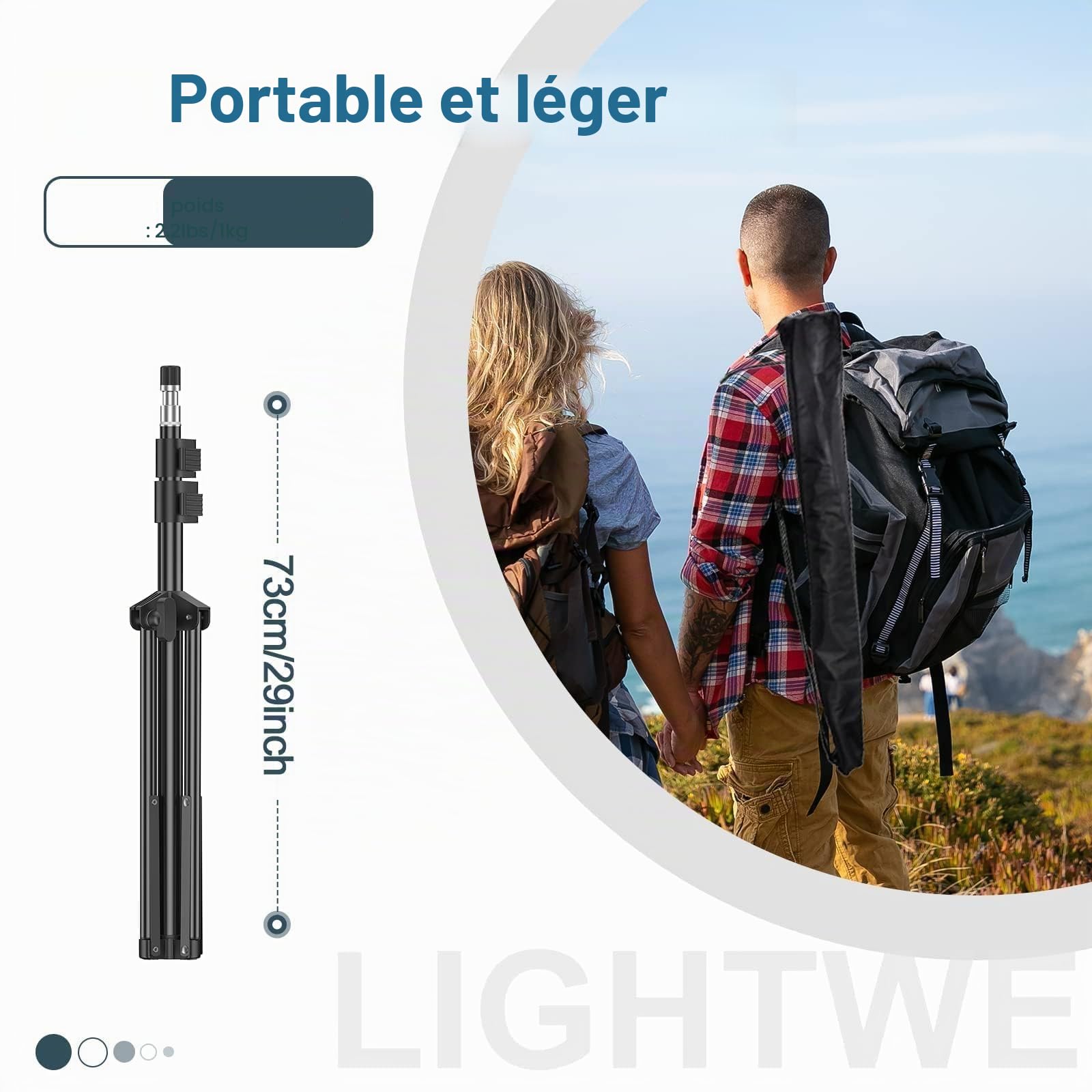 EMART Support pour Éclairage Lot de 2 de 210cm avec Sac de Transport Portable pour Éclairage en Aluminium, Studio Photo, Vidéo, Portrait de Photographie, Réflecteur, Softbox, Parapluie