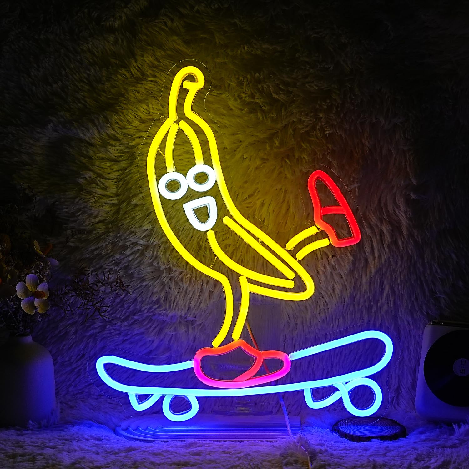 LIUOZHTEA Skateboard Banana Neon Sign Cool Slide Banana LED Neon
