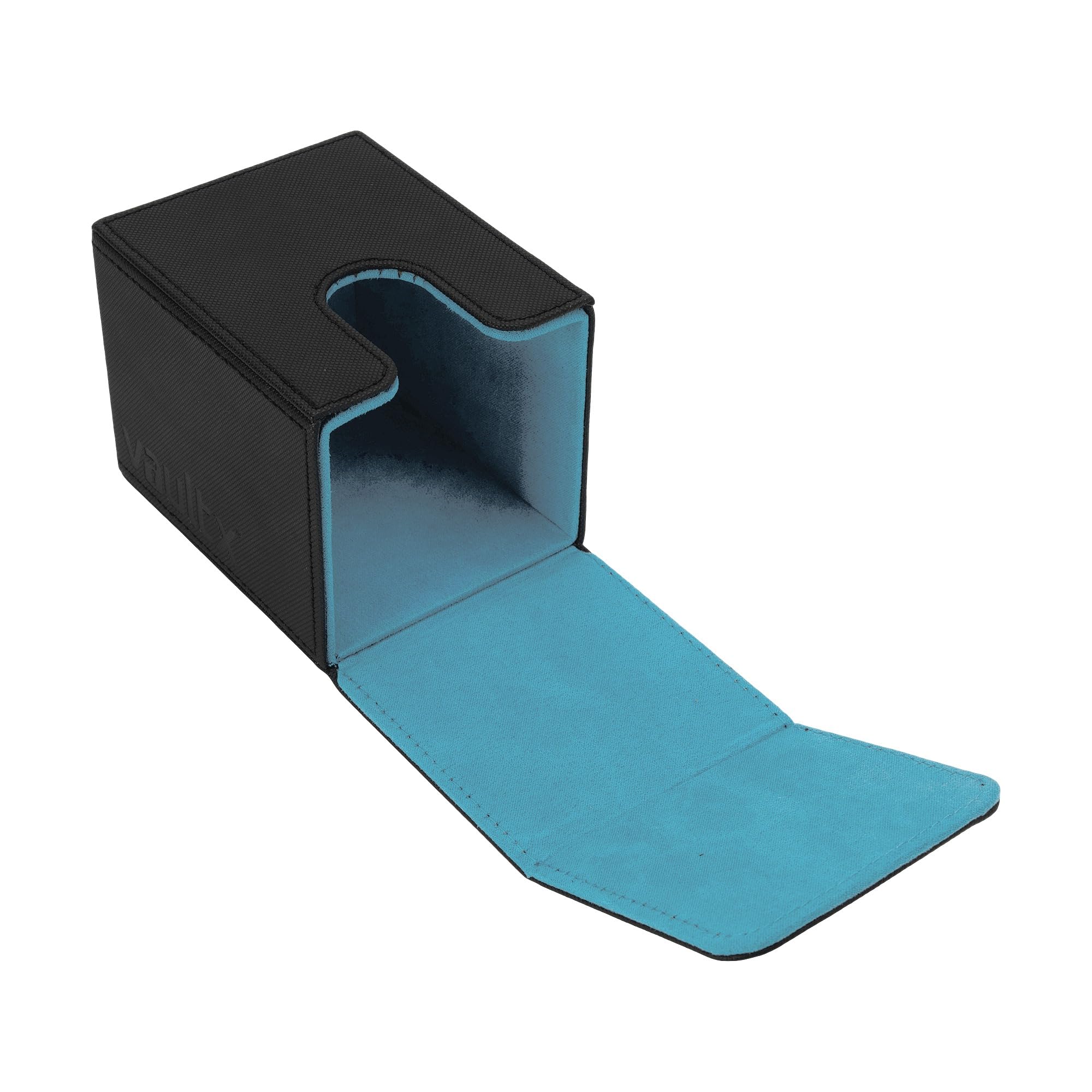 Vault X Trading Card Toploading Deck Box, 80+ sleeved cards, Premium Exo-Tec Material, Card Holder Storage Box, Detachable Magnetic Lid, for MTG Commander, TCG (Black/Electric Blue)