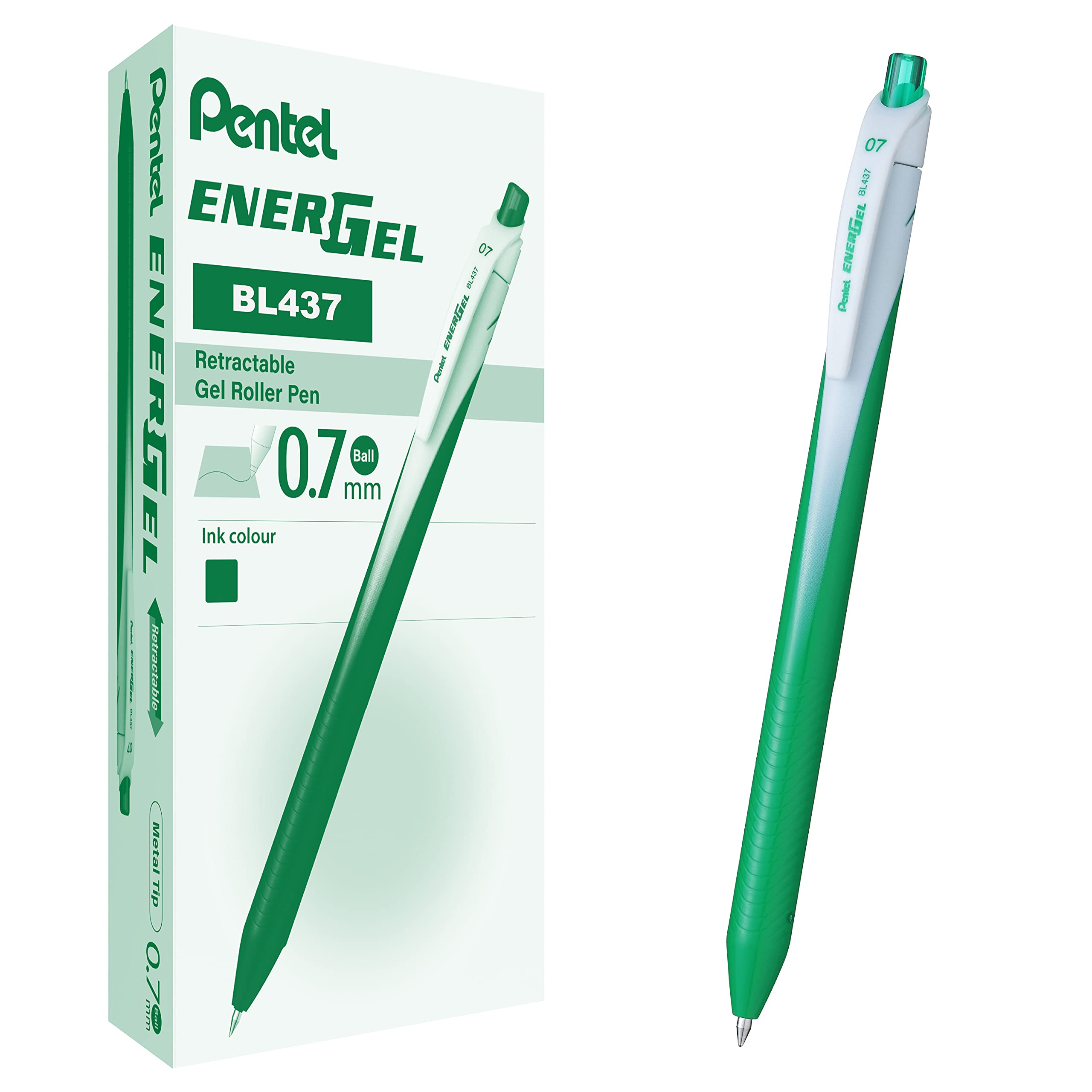 Pentel BL437 Energel Slim roller shutter 0.7 mm green