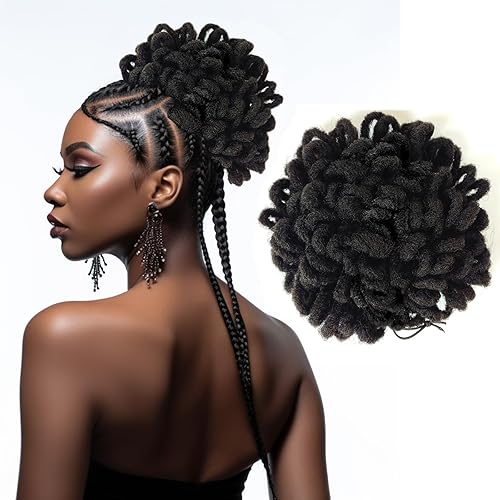 Miniatura 1 de DreadLocks Chignons Afro High Puff - Cola de caballo con cordón para coleta, extensiones de pelo sintético con clip, cola de caballo para mujeres
