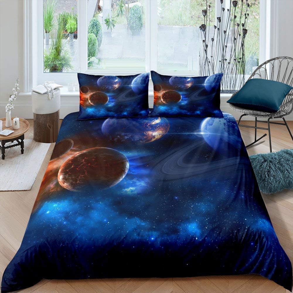 Housse de couette Voie Lactée 3D avec 2 taies d'oreiller pour lit 1 ou 2 personnes