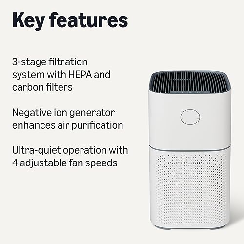 Miniatura 2 de Tienda Basics Purificador de aire para habitaciones grandes del hogar con filtración de 3 etapas, filtro HEPA H13, cubre hasta 2600 pies cuadrados,