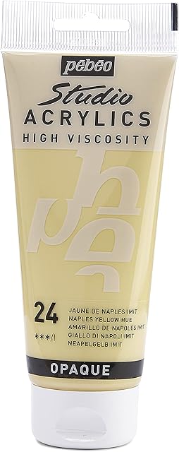 Pébéo 831-024 - Studio Acrylics Fine Acrylic - Acrylic Paint - Yellow Acrylic - Naples Yellow Hue, 100 ml