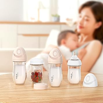 Gulicola Natural Glass Feeding Bottle, 8 oz, 2 Pack, White