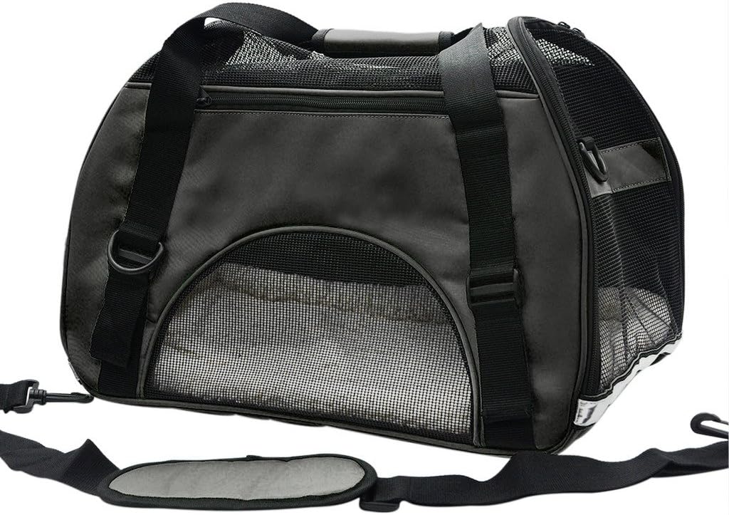 Pet Cuisine Breathable Soft-Sided Pet Carrier, Cats Dogs Travel Crate Tote Portable Handbag Shoulder Bag Outdoor Black M