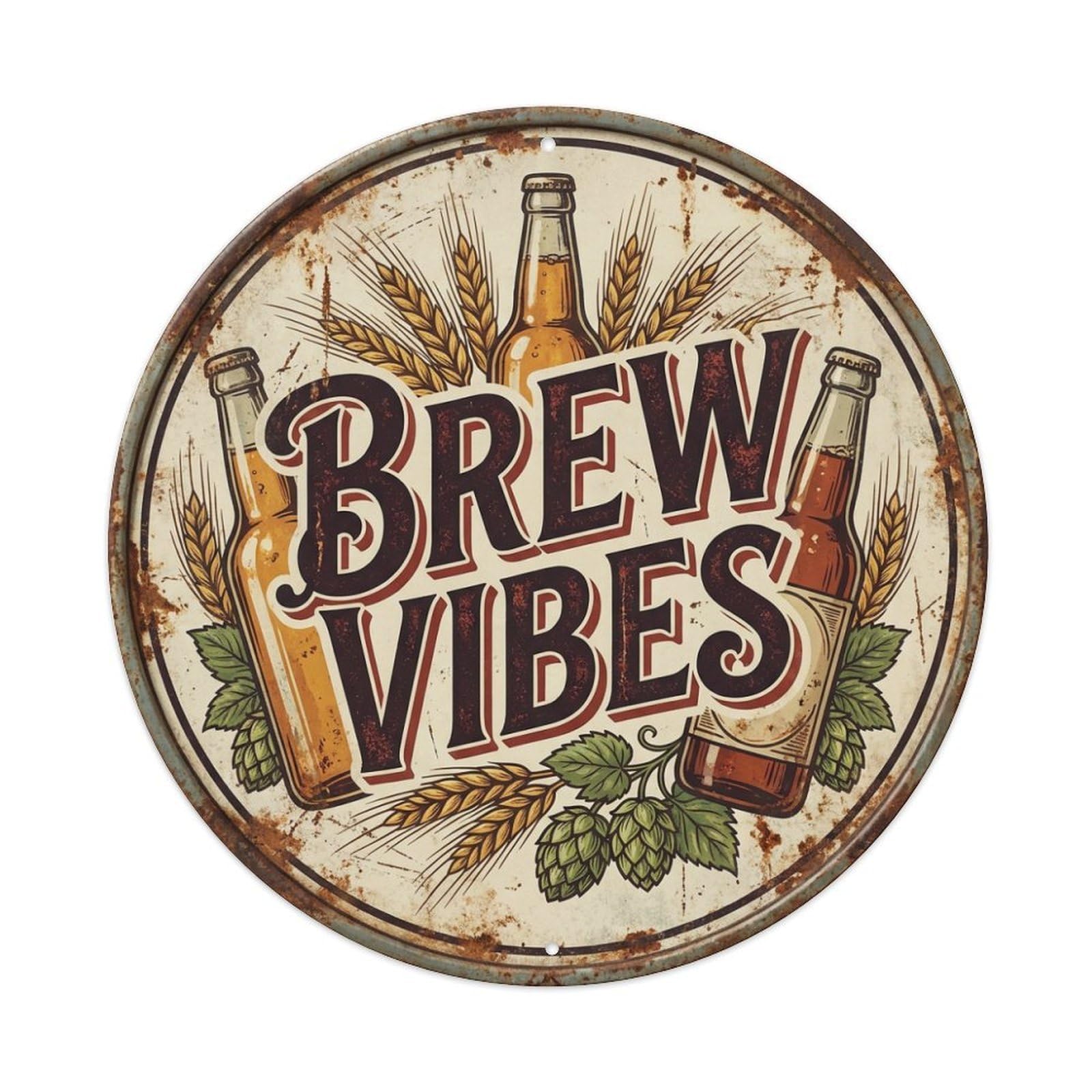 Fyrn Style Metal Tin Sign Vintage Beer Cheers Brew Vibes Retro Bar For Pub