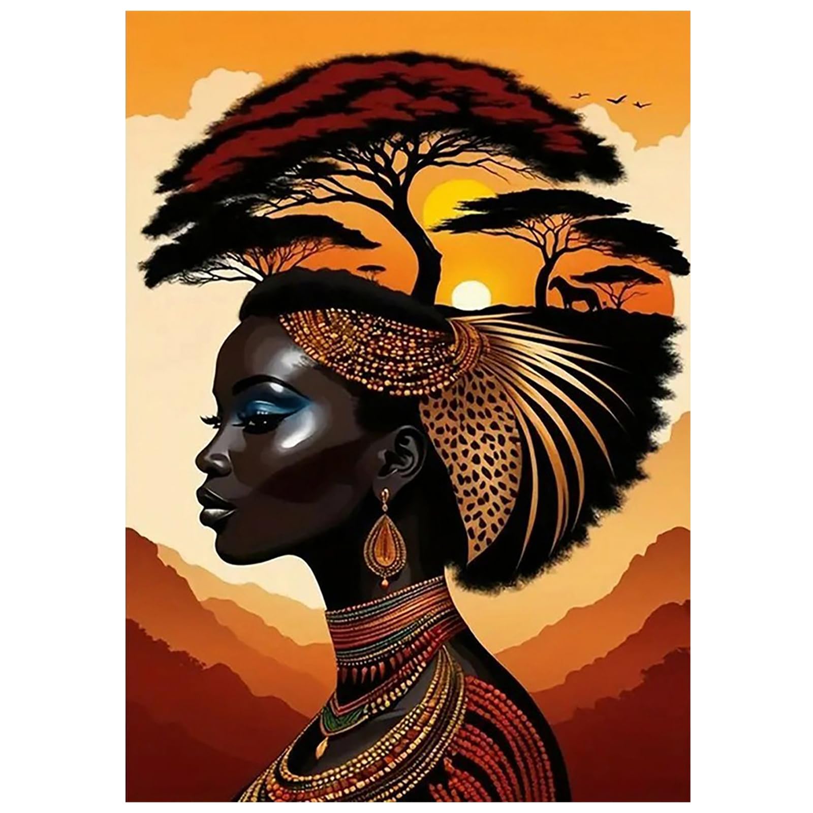 Afrikanische Skulpturen Diamond Painting Afrikanische Frau 30x40cm - 5D  Mosaik Kunst Set 5D Diamant Kunst, image size:1600x1600