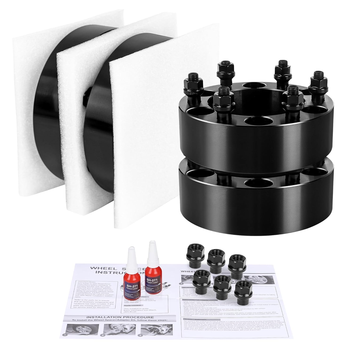 YIZBAP 6x5.5 Wheel Spacers 2 inch Compatible for Tacoma 4Runner Tundra FJ Land Cruiser with ET Lug Nuts 6x139.7mm Wheel Spacers 108mm Hub Bore with 12x1.5 Thread Pitch for Colorado Canyon GX460 GX470