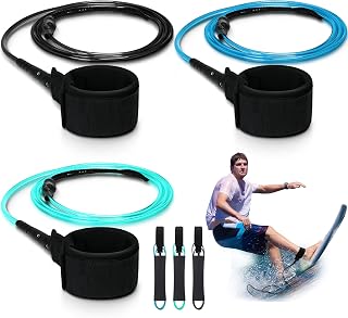 Woanger 3 Pcs 6 ft Surfboard Leash Lightweight Straight Surf Leash for Kids Adult Longboard Shortboard Skimboard Fishboard Paddleboard Ankle Foot Leg Strap Surfing, 3 Colors