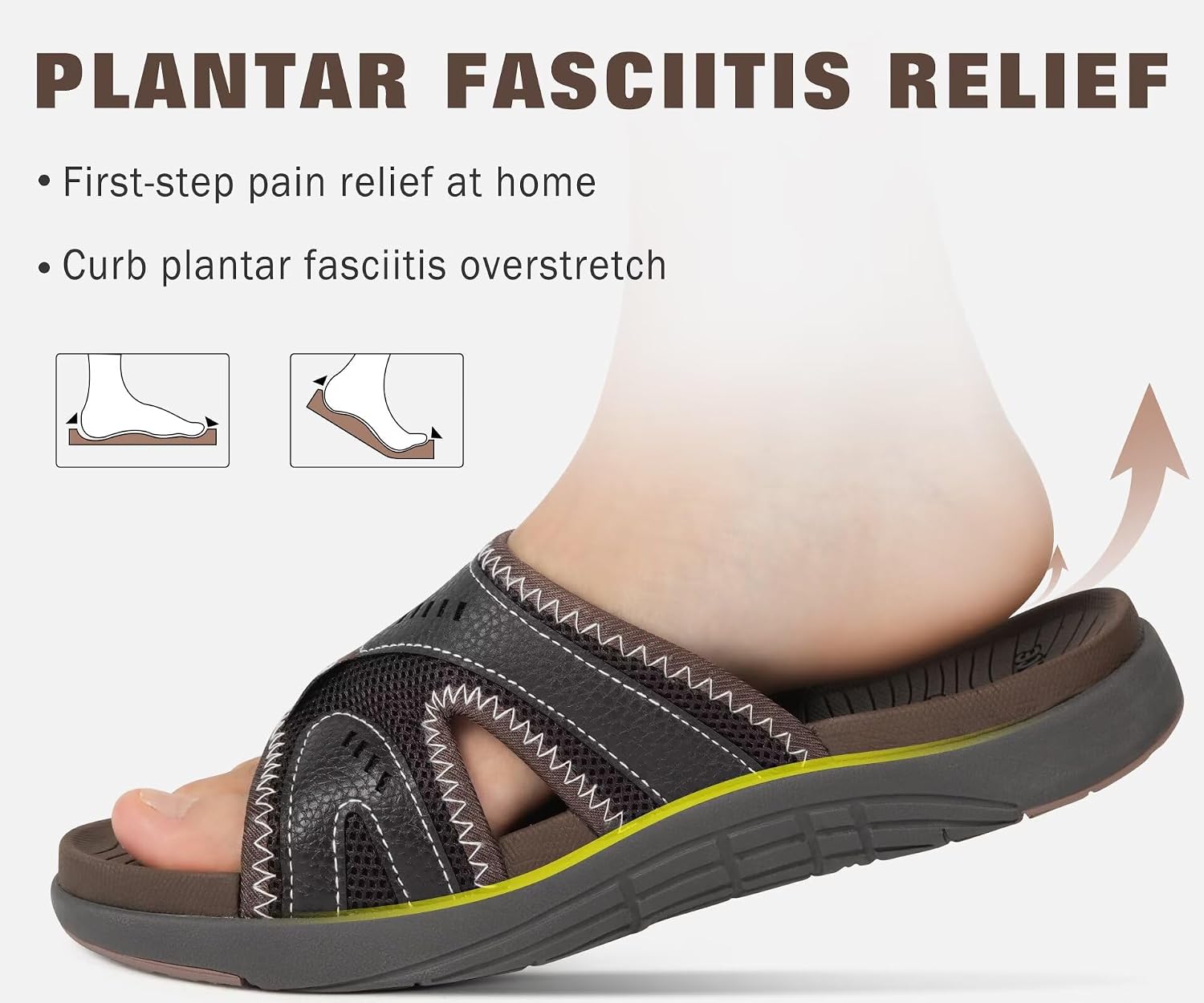 COFACE Mens Sport Recovery Sandals Plantar Fasciitis Soft Cushion Lightweight Orthotic Slides for Men image 5